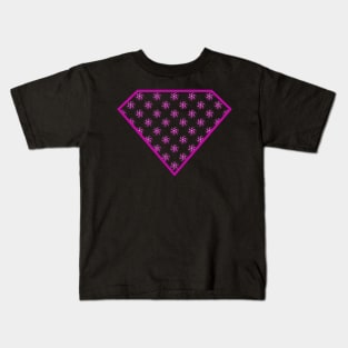 Yin Yang Diamond Design - Pink Color with a Ball Effect Pattern Kids T-Shirt
